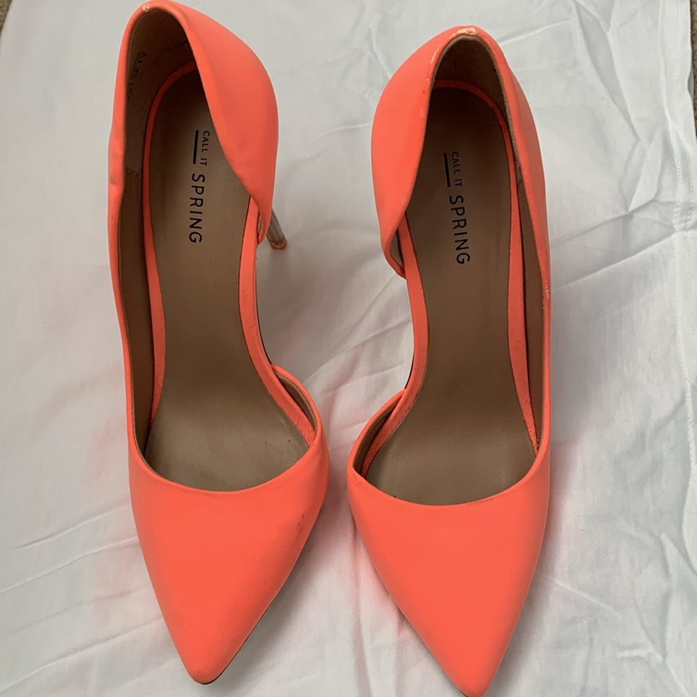 Ladies stiletto in coral size 7.5 - Picture 2 of 7